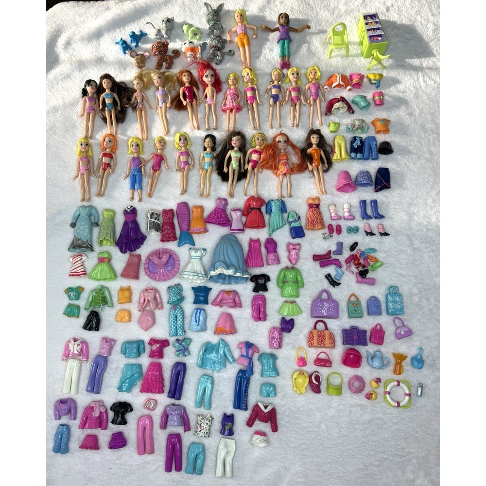 Polly Pocket Y2K 2000s Lot Dolls Rubber Clothing Accessories 125+ Pieces Vintage